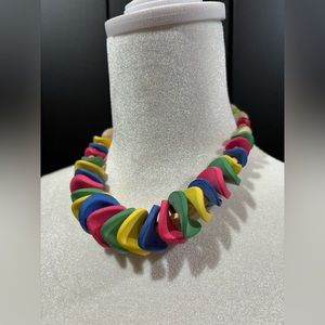 Vintage 80s Multicolor Necklace Colors Wooden Beaded